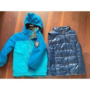 Boulder Gear Winter Ski Snowboard Jacket & Converse Puffer Vest Kids Sz 5 Blue